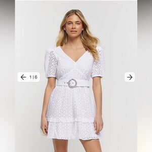 River Island Broderie Belted Minidress sz 10